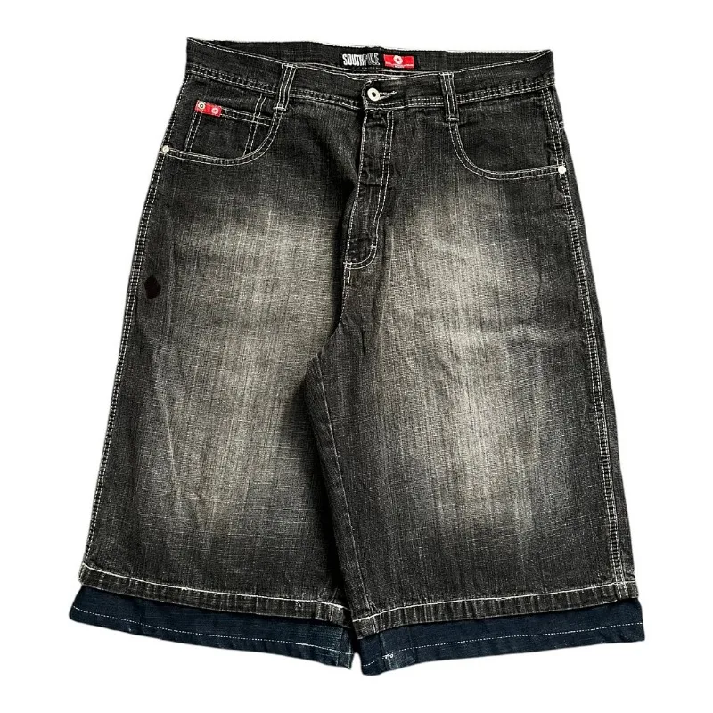 Y2K Vintage Fashion Solid Color Washed Casual Denim Shorts summer jeans shorts Gothic Harajuku Hip Hop High Waist Wide Leg Shorts Men Wear