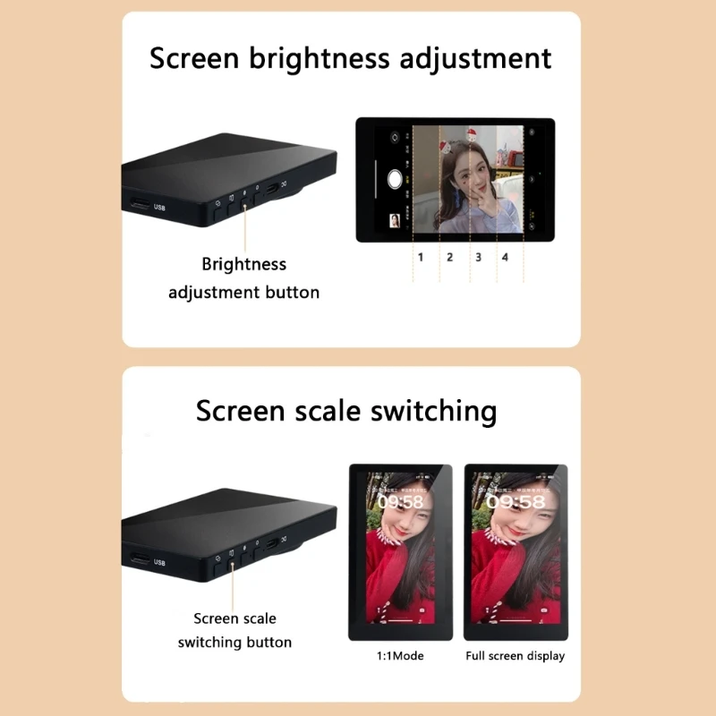 Phone Wireless Magnetic Selfie Monitoring Screen Smartphone Rear Camera Display Screen For Travel and Outdoor