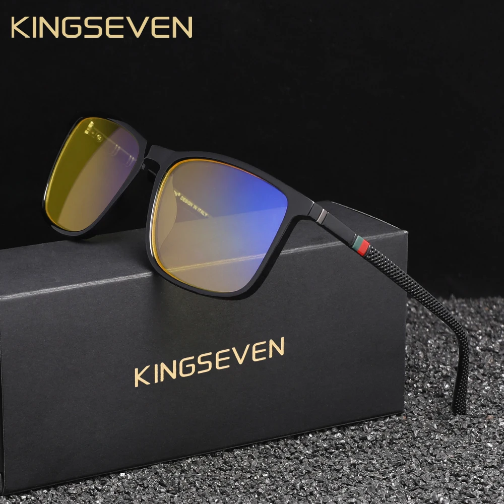 KINGSEVEN 푸른 빛 차단 안경 남성/여성 컴퓨터 안티 블루 레이 안경 투명 렌즈 초경량 프레임 안경