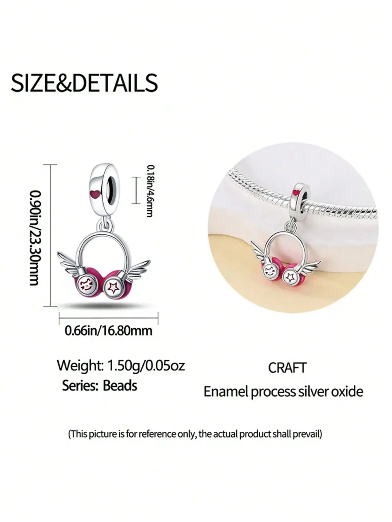 Silver Plated Music Cat Earphones Charm