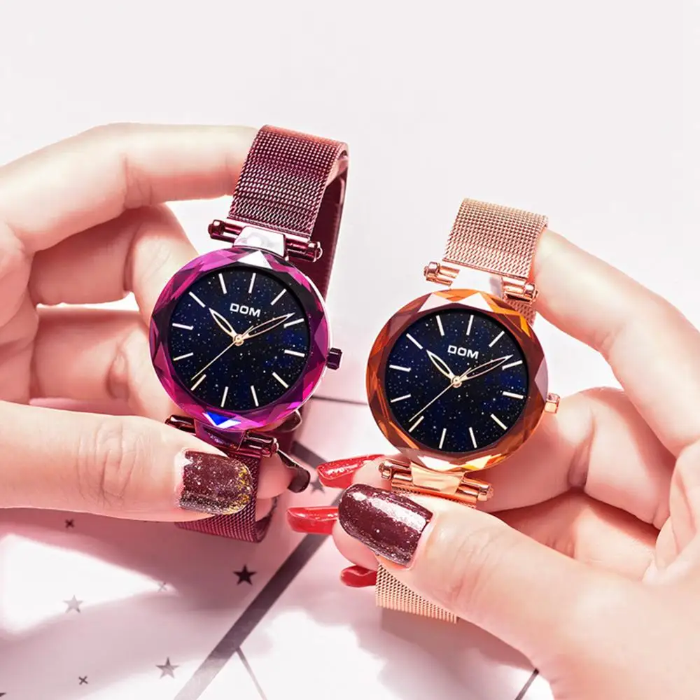 

DOM Luxury Women Starry Sky Watches Elegant Fashion Casual Female Wristwatch Waterproof Gold Steel Ladies Gift Reloj Mujer