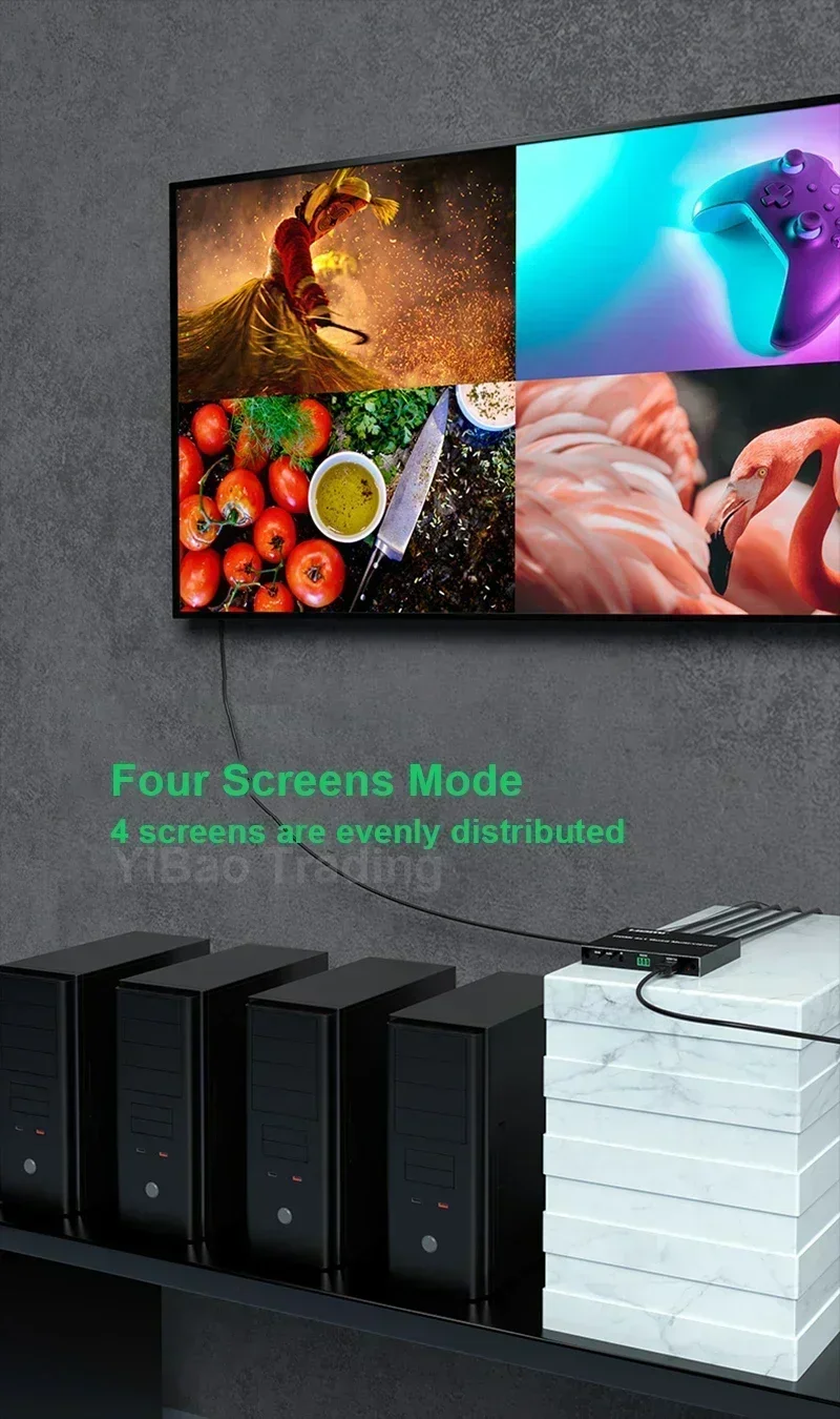 4K 4x1 HDMI 멀티뷰어 1080P 4포트 HDMI 멀티뷰어 쿼드 스크린 분할기 4입력 1출력 심리스 스위치 디스플레이