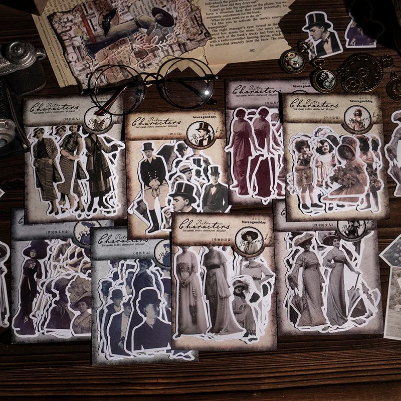 30Pcs/Lot Kawaii Stationery Stickers Retro Persona Diy Junk Journal Paper Stickers Planner Decorative Mobile Stickers