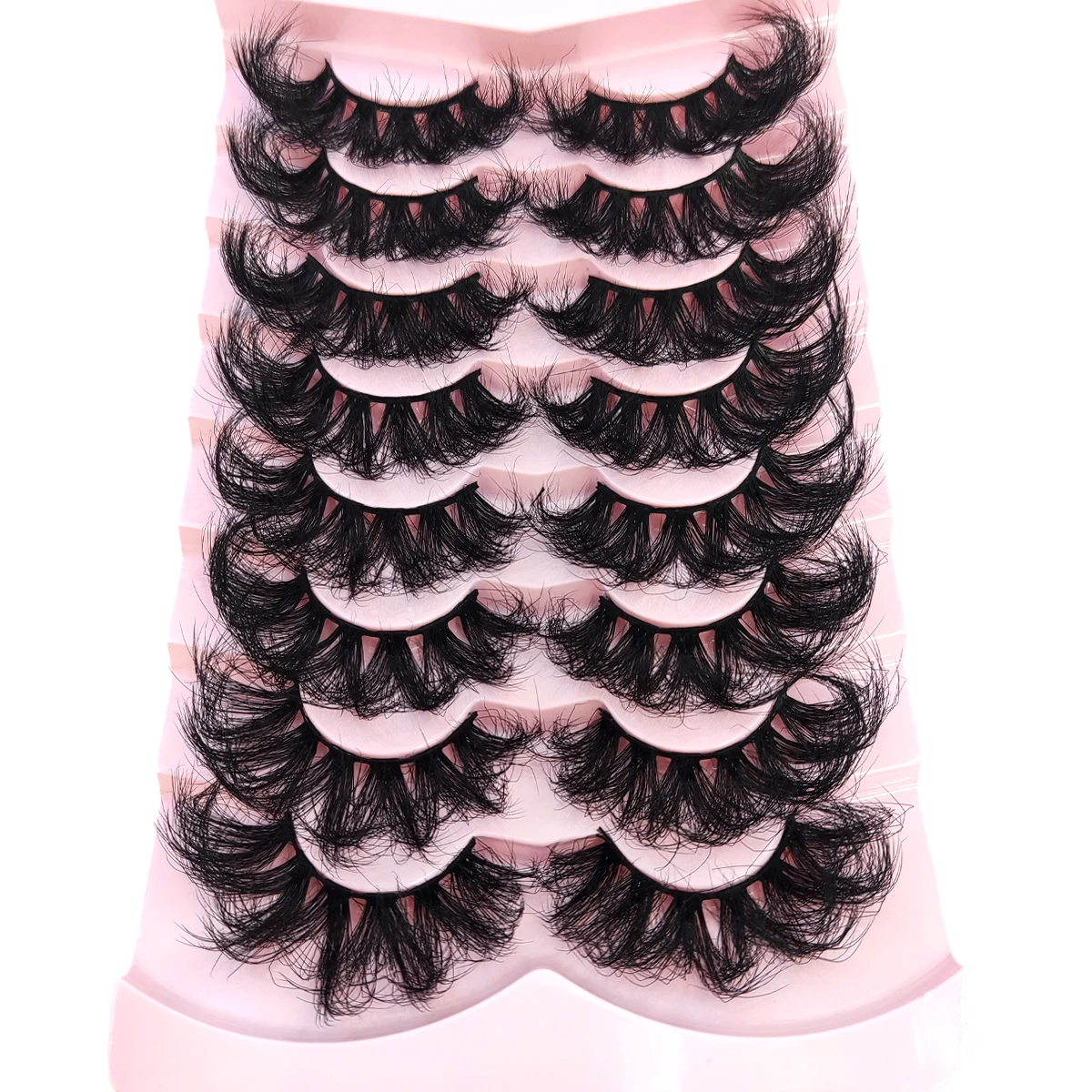 HBZGTLAD 5/8 Pairs of Natural Russian Striped Mink Lashes 3D False Lashes Volume Wavy False Lashes Eyelash Extensions Makeup