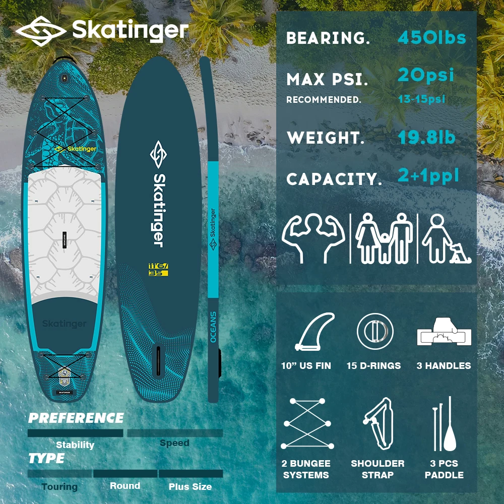 Skatinger New Design  Inflatable Stand Up Padel Paddle Surf Board Paddleboard Surfboard Tabla De Supboard Gonflable