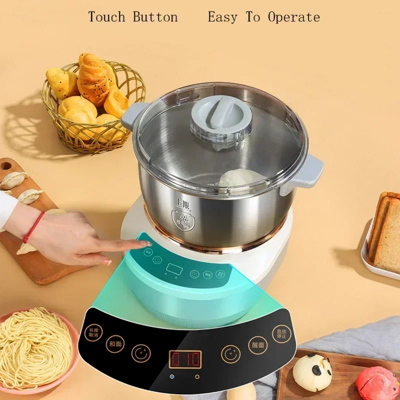 Household electric dough mixer kneading machine automatic flour fermentation stainless steel food mixer 4