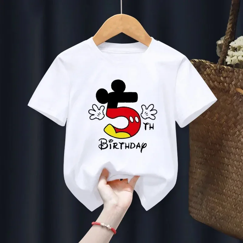 thumbnail image 1 of Camiseta de algodón con número de cumpleaños de Mickey Mouse para niños de 3 a 14 años, regalo de cumpleaños para niño y niña, camiseta para bebé, camiseta con estampado de letras, camiseta para niño, 1 of 5