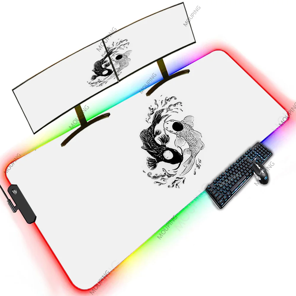Tapete de Mesa Branco Grande 120x60 Gaming Xxxl Tapete de Rato Rgb Led Preto Mausepad Gamer 500x1000 Slipmat Borracha Acessórios para Computador Grande - Imagem 4