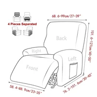1 3 Seater Split Polar Fleece Recliner Sofa Covers Elastic  Chair Cover Lounger Couch Slipcovers Relax Armchair Cover 2