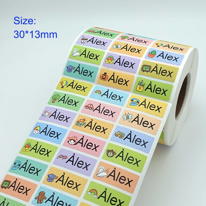 Customize Name Stickers Kids Transparent Personalized Waterproof Colored Tags White Label for Children School Stationery 120Pcs custom stickers