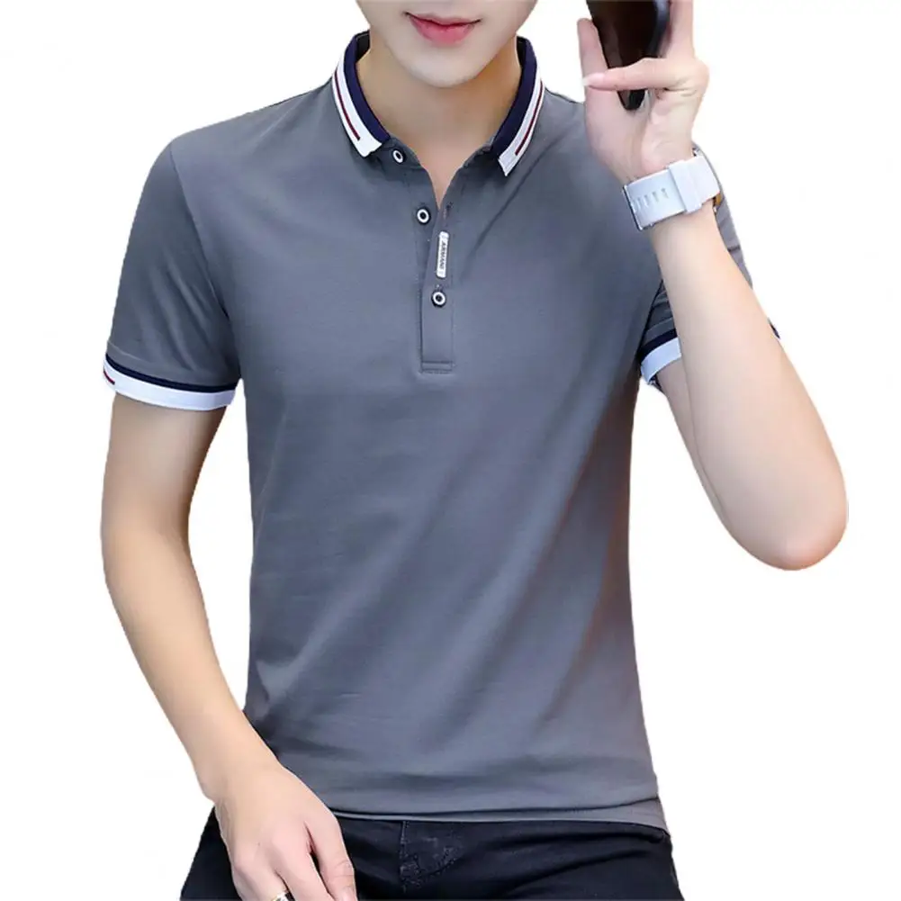 Stylish Men's Summer Short Sleeve Casual Solid Polo T-shirt Slim Fit Tops Eyeful 