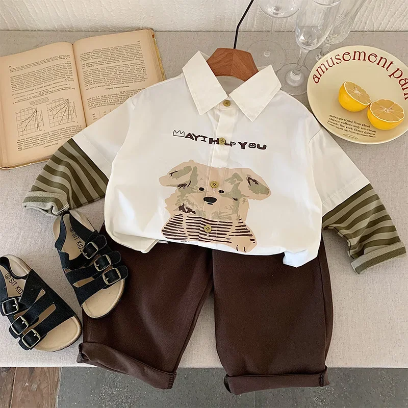 Spring Fashionable Casual Shirt for Boys Kids Trendy Korean Style Top New Shirt for Boys Spring Autumn Handsome