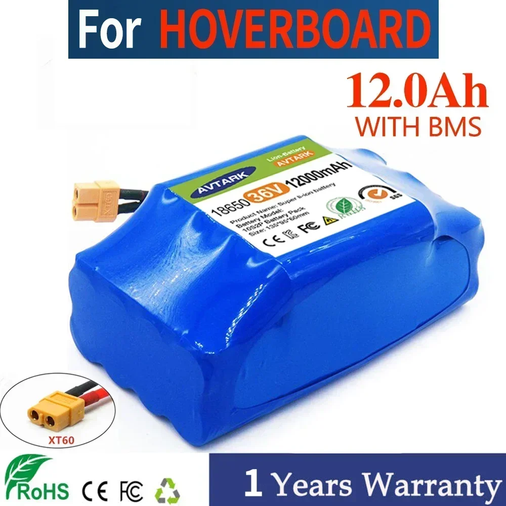 

Genuine 36V 12Ah 10s2p Battery Packs Rechargeable Lithium Ion Battery for Electric Self Balancing Scooter HoverBoard Unicycle