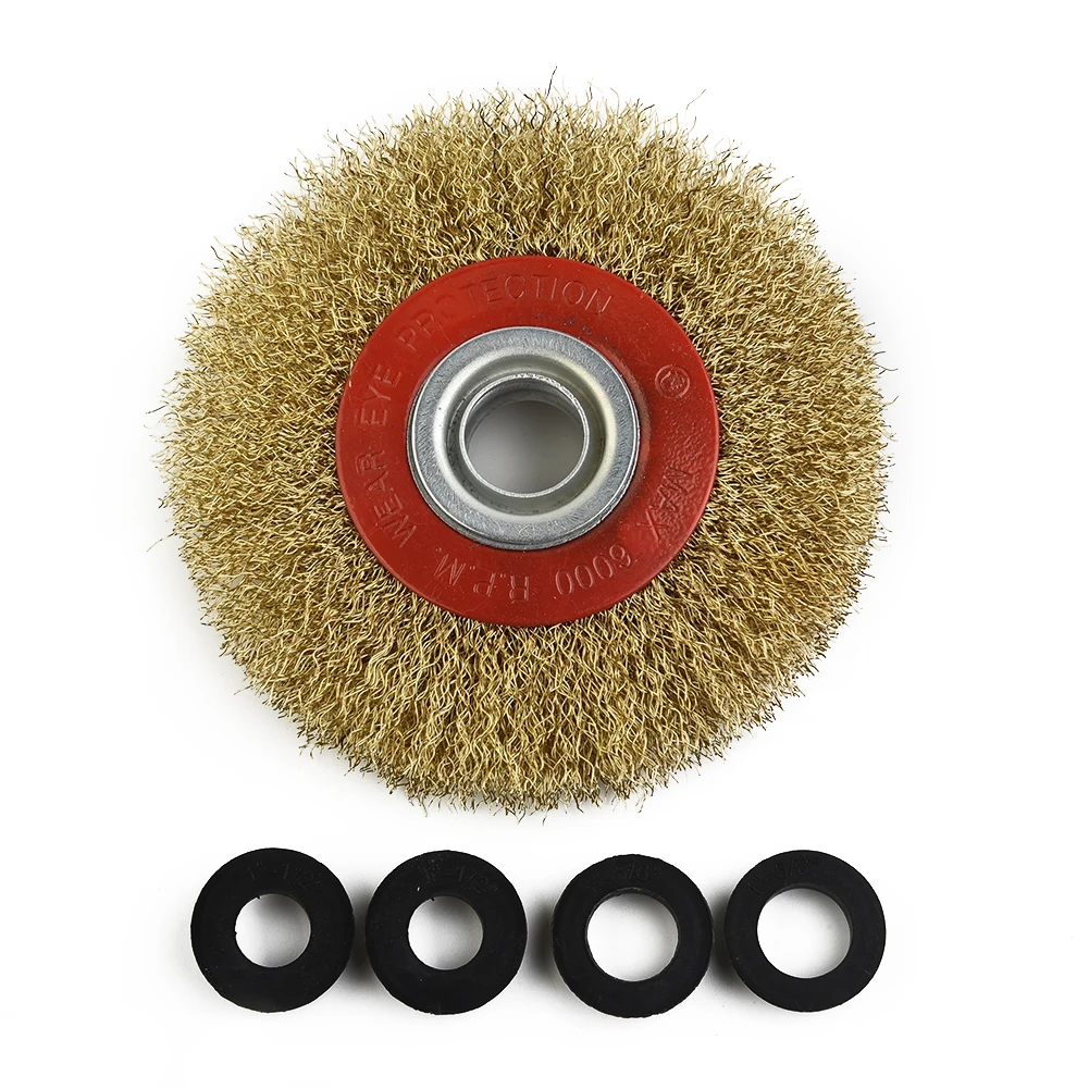 Wire Brush Wheel 125mm Round Brass Plated Steel Wire Brush Wheel Copper Plated Stainless Steel For Bench Grinder Tool Part