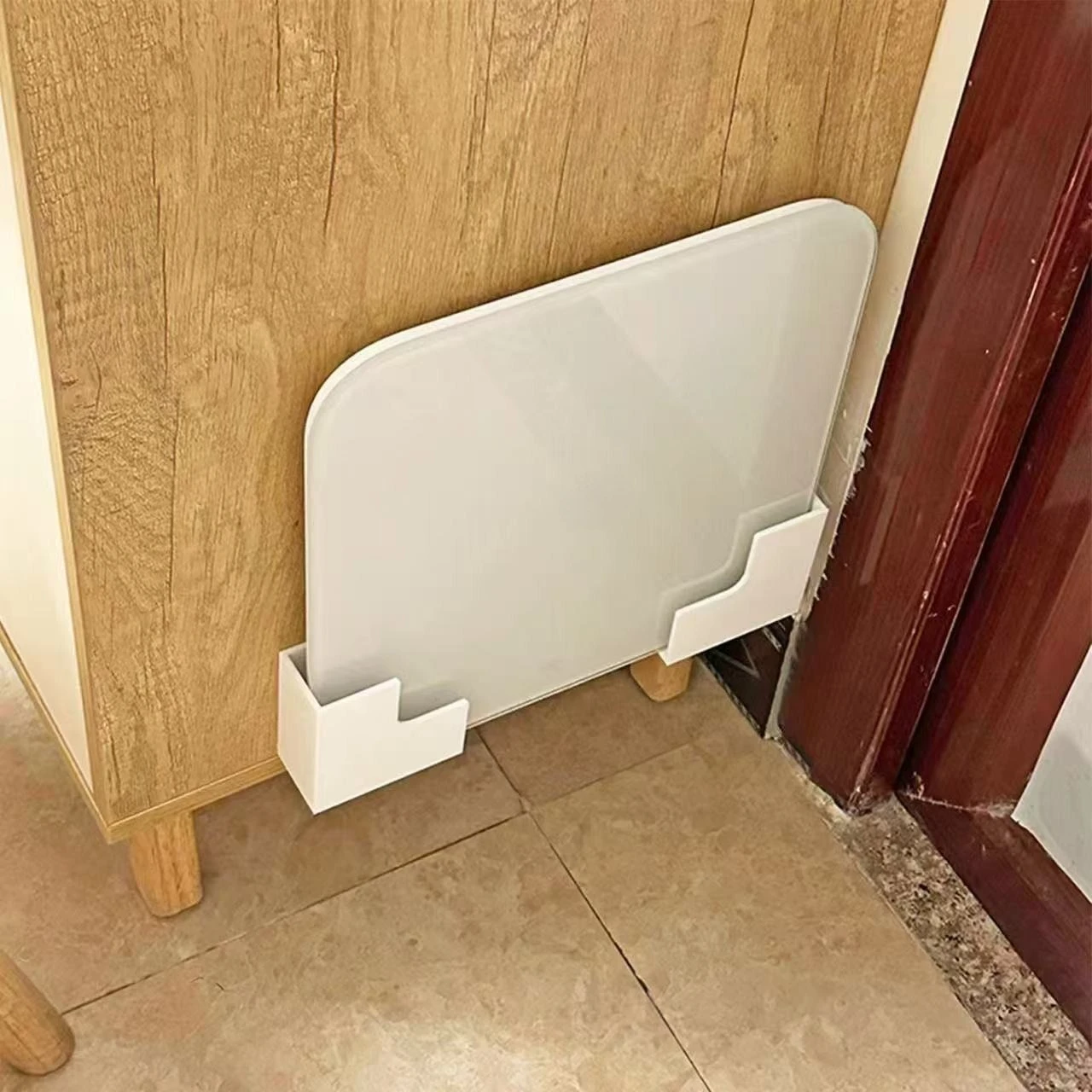No-Drill Bathroom Storage Rack - Wall-Mounted Weight Scale Organizer with Strong Adhesive, Durable Plastic for Gym & Home - 6