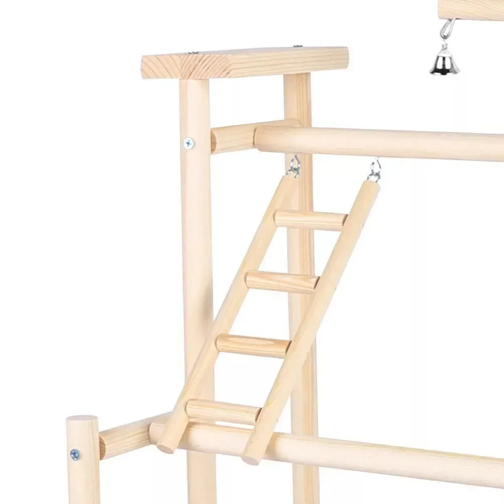 Pet Parrot Playstand Parrots Bird Playground Bird Play Stand Wood Perch Gym Natural Wood Three-layer Rack