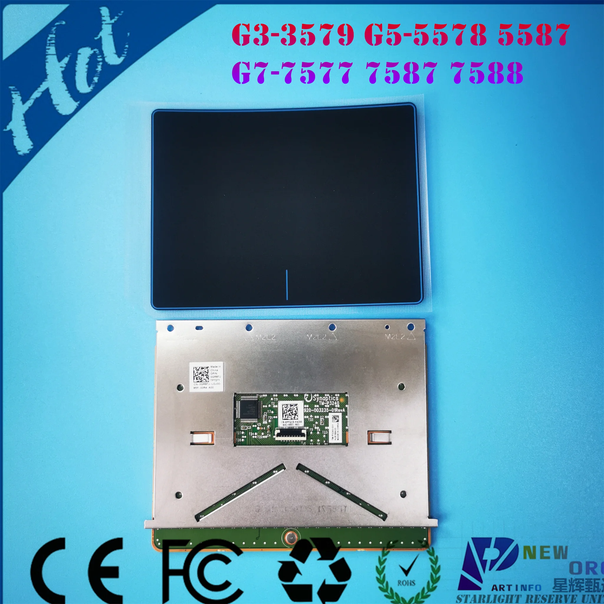 Laptop touchpad for DELL Gaming15 G3-3579 3779 G5-5587 5588 G7-7577 7588 series with Blue Plate frameb TM-P3240 0GR87J PYGCR