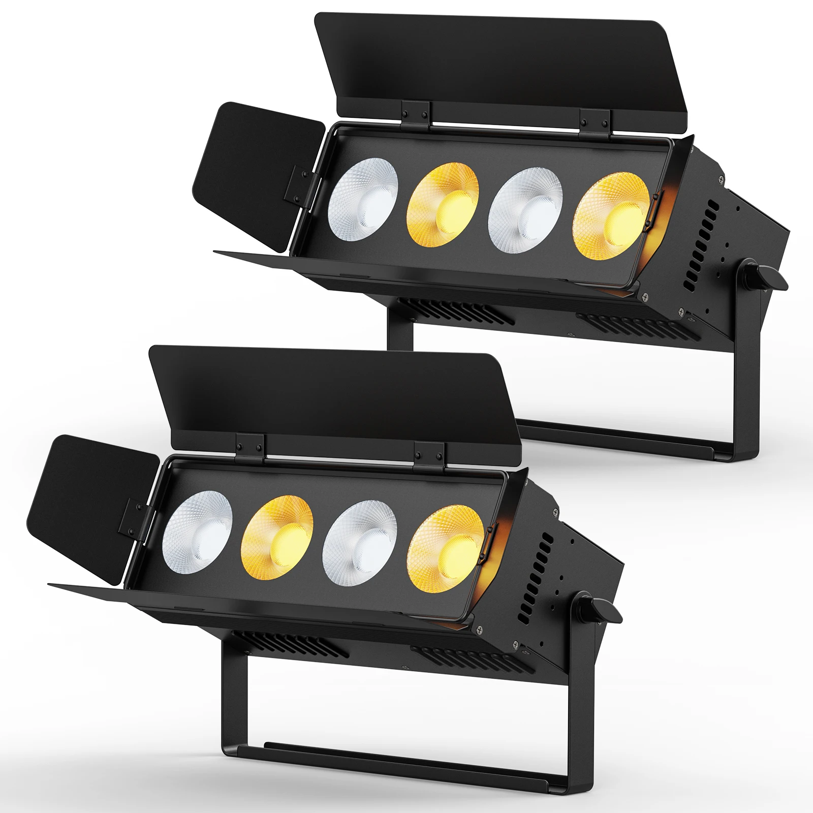 U'King 2PCS 200W COB LED Par Light with Barn Doors DMX512 RGBW 2IN1 Warm&Cold White LED Stage Light for DJ Party Concert Wedding