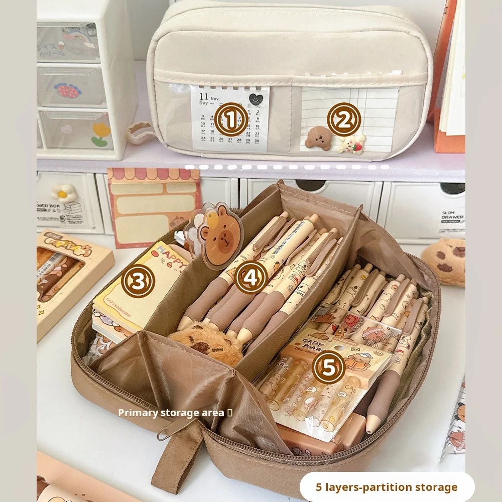 مقلمة شفافة مكونة من 5 طبقات بسعة كبيرة ولطيفة وأن...