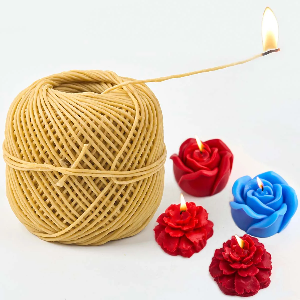 Creativity Yellow Beeswax Wick Ball 61MM Hemps Smokeless Candle Wicks Handmade Crafts Wax Stick Making DIY Projects Accessories
