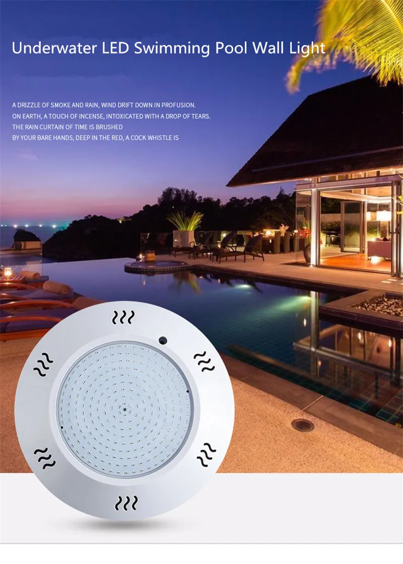 Description Picture 2 of itemResin Glue-filled Swimming Pool Lights Led Underwater Light IP68 AC12V RGB Color Changing Pool Lamps Super Bright LED Spotlight