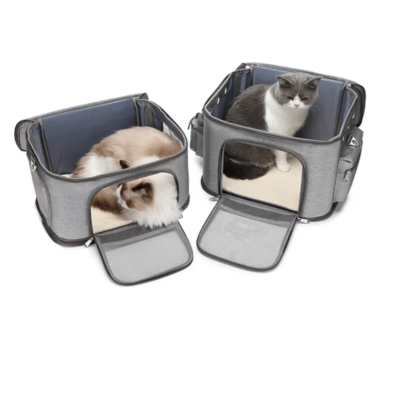2 Layers Pet Backpack Foldable Detachable Carrier for Outdoor Travel Aviation Box for Cats and Dogs Dual-Layer Pet Carrier
