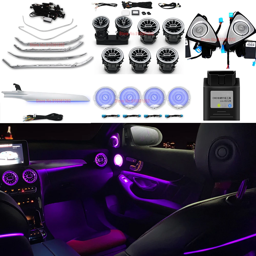 

For Mercedes C/GLC X253 W205 Ambient Light C43 C63 Refit Decorative Lamp MB LED Air Vents Nozzle Atmosphere Lighting w205 LED