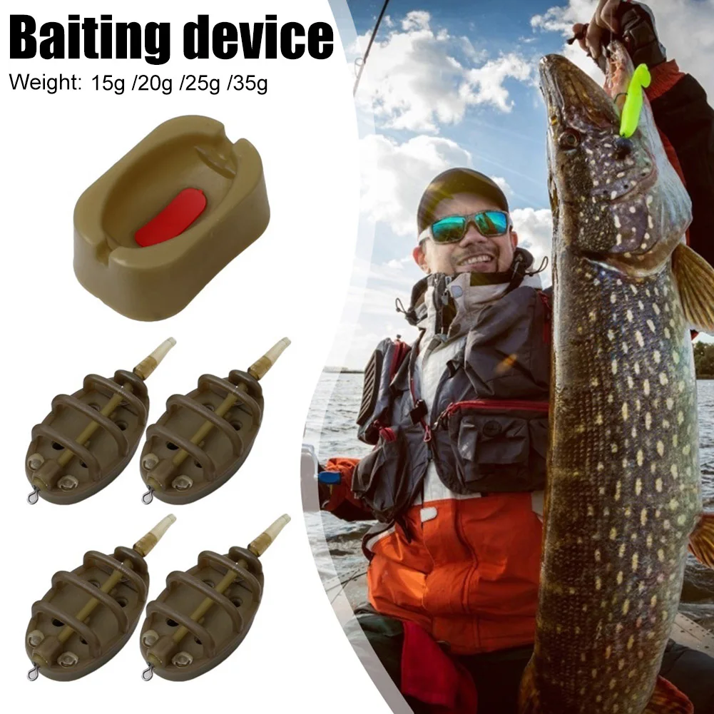 Portable Fishing Bait Holder with Mould Plastic Inline Flat Method Feeder Tools Accessories 4+1 Set Carp Fishing Tackle