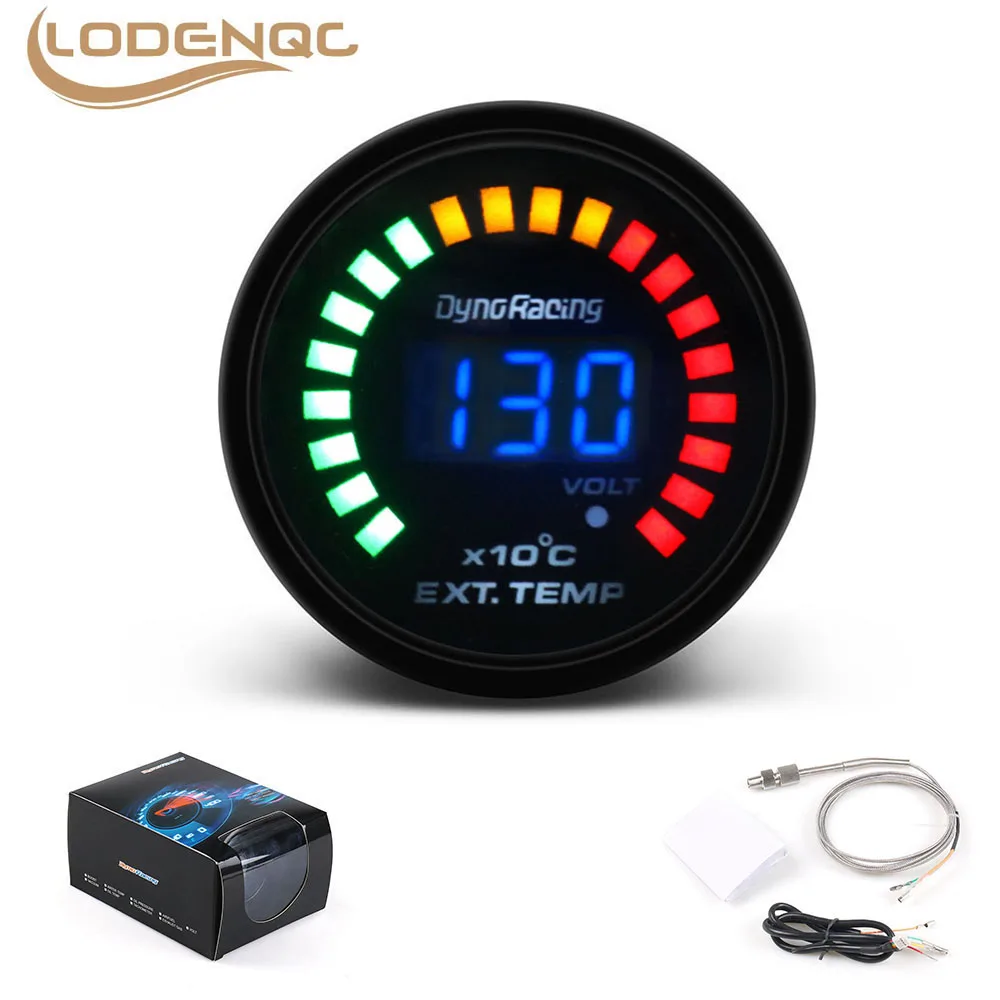 Car Gauge Exhaust Temperature Sensor Car Meter 2" 52MM Digital 20 LED EGT Exhaust Gas Temp Gauge Auto Car Styling EGT Temperature Gauge