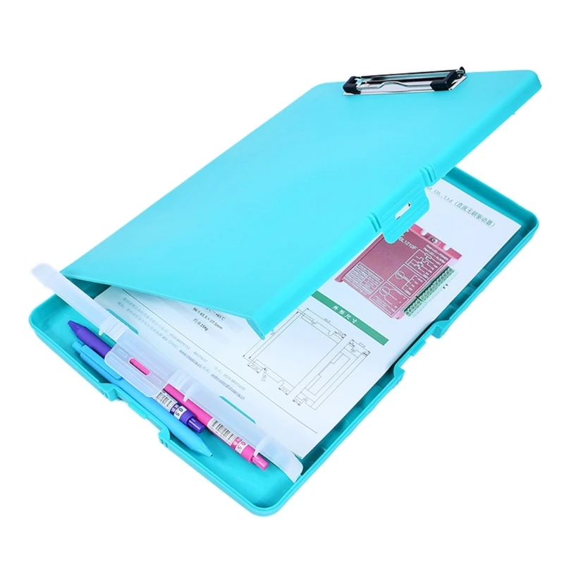 Portable File Case with Clipboard and Pen Box Document File Folder for Office Hospital Factory Warehouse