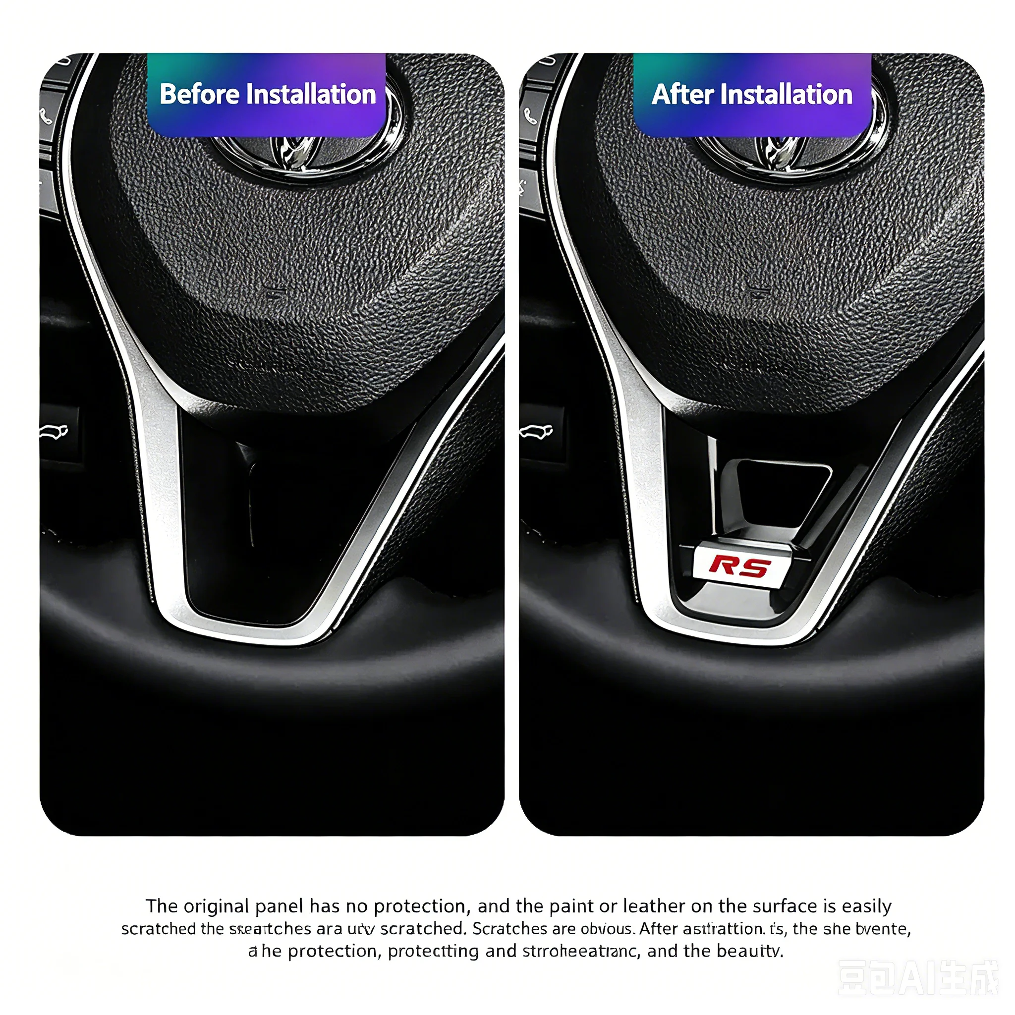 Decorazione Interna Auto, Copertura Paillettes per Volante, Adesivo Decorativo Inferiore in ABS per Toyota Corolla 2019-2021 RAV4 2020 - Image 2