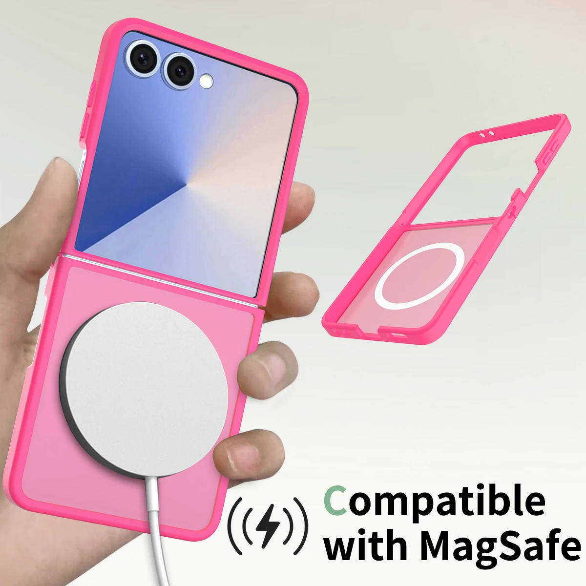 Translucent Candy Color Magnetic Charging Cover - Comfortable Touch Magsafe Case for Foldable Phones
