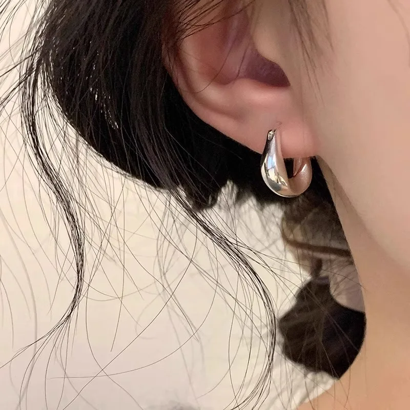 Vintage 925 Sterling Silver Earrings for Women Girls Ear Hoop Versatile Round Circle Drop Earrings Fashion Party Jewery Gifts