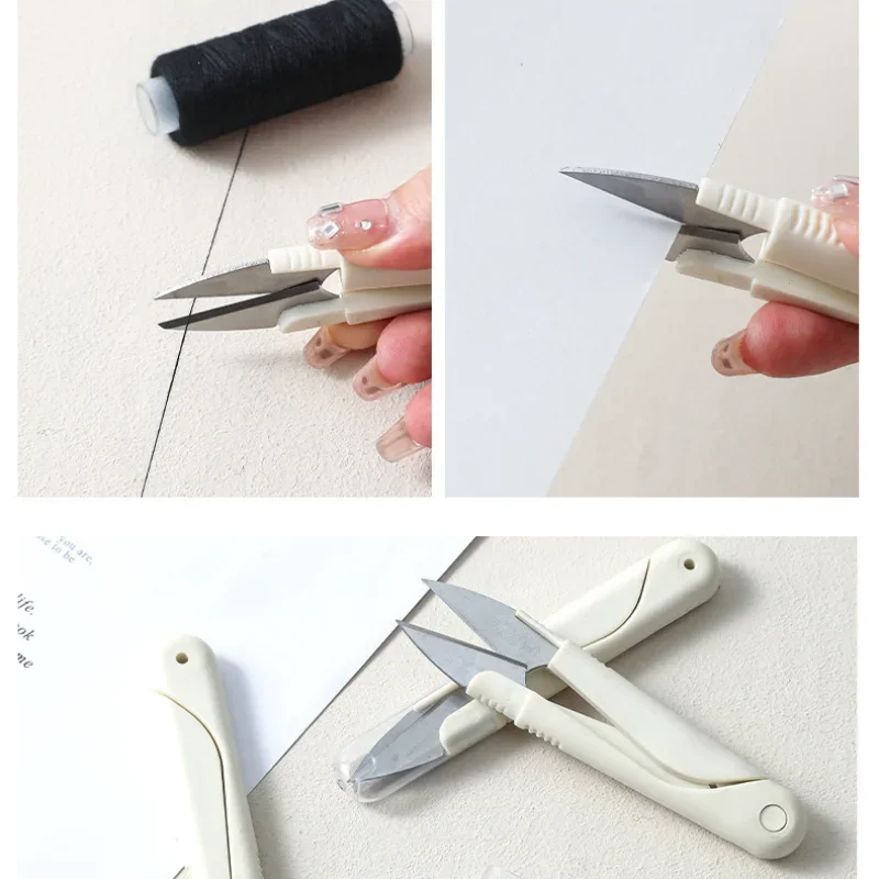 Sewing Scissors Stainless Steel Spring Scissors with Cover Portable Thread Head Fish Thread Cross-stitch Tailor's