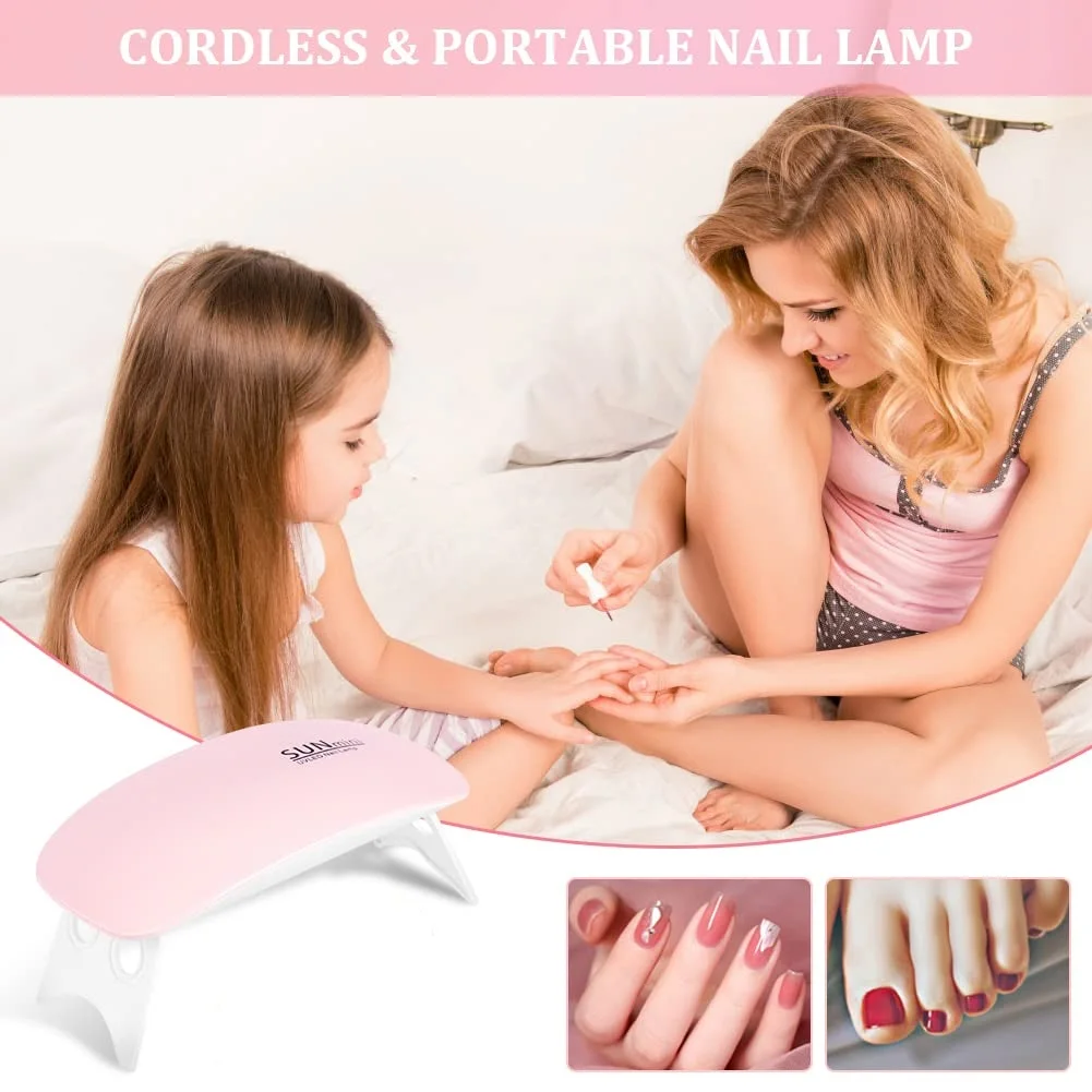 YIKOOLIN Mini Nail Lamp UV LED Nail Lamp Polish Poly Nail Gel 60s/120s Art Tool Portable Manicure Tool 6