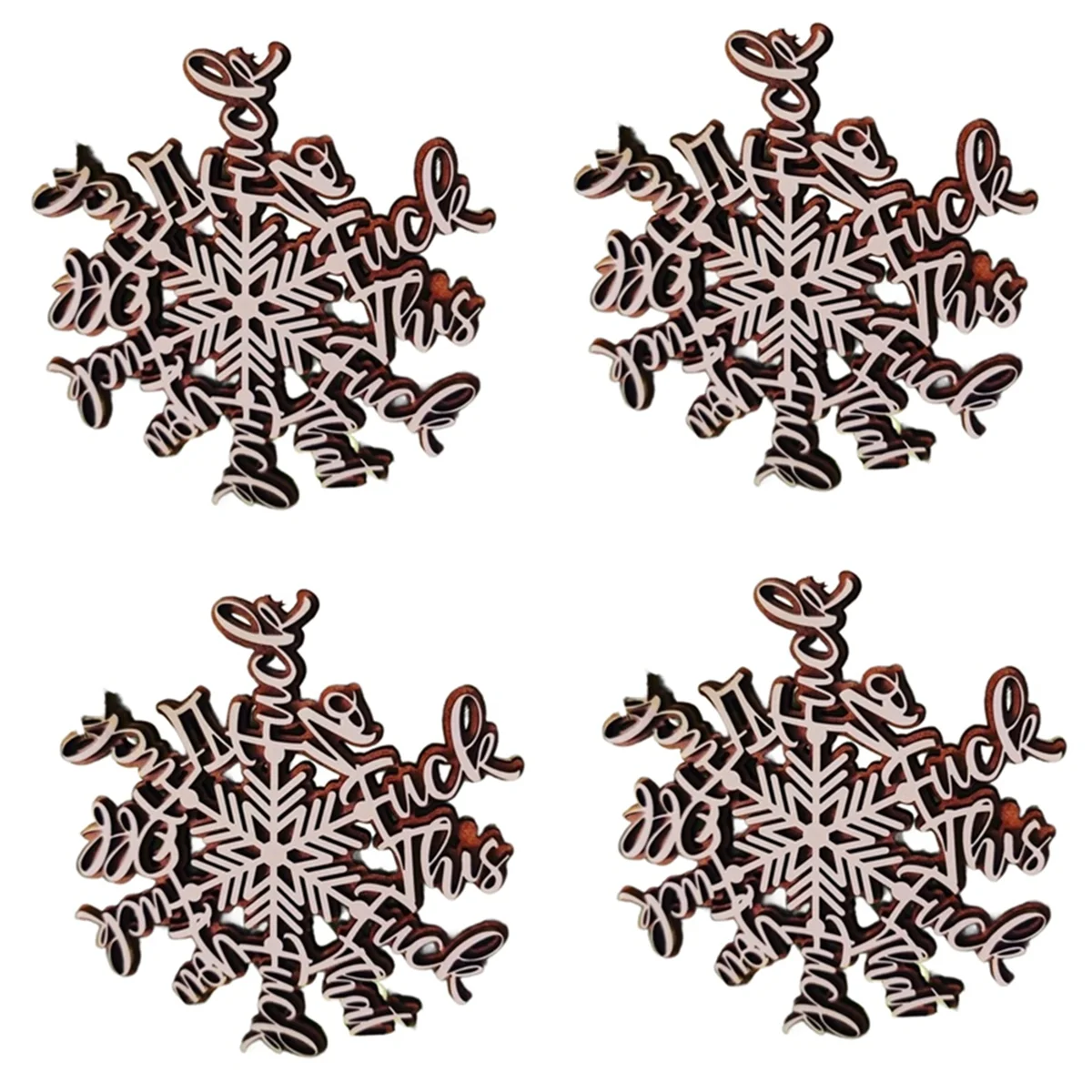 

4PCS Funny Holiday Ornament Snowflake Ornament Gift Naughty Snowflake Christmas Snowflake Ornament