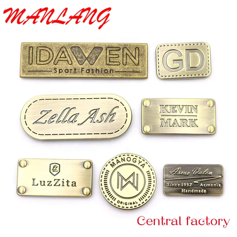

Custom Factory Garment Accessories Fashion Design Engraved Name Custom Metal Logo Labels For Clothing