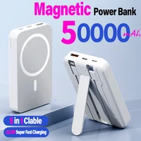 50000mAh Magnetic Power Bank for iPhone 15 14 13 22.5W 15W Fast Charging Wireless Powerbank With Cable Holder for Samsung Xiaomi