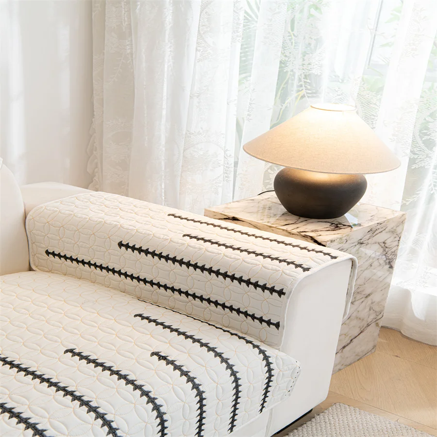 Sofa Cushion Four Seasons Universal Non-Slip Cushion Cover Cloth Simple Advanced Sense Solid Color Sofa Cover Back Towel 3