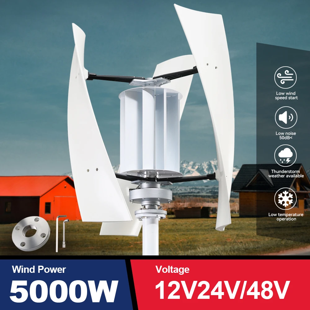 5KW Windmill Wind Generator Turbine Power 5000w 3 Blades 12v 24v 48v With Mppt/Hybrid Charge Controller For Yacht Farm Home Use