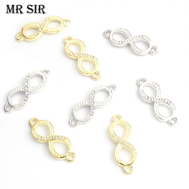 

10Pcs Alloy Crystals Infinity Connectors Charm Vintage Silver Gold Color Bracelets Pendants Jewelry Making DIY Earrings Findings