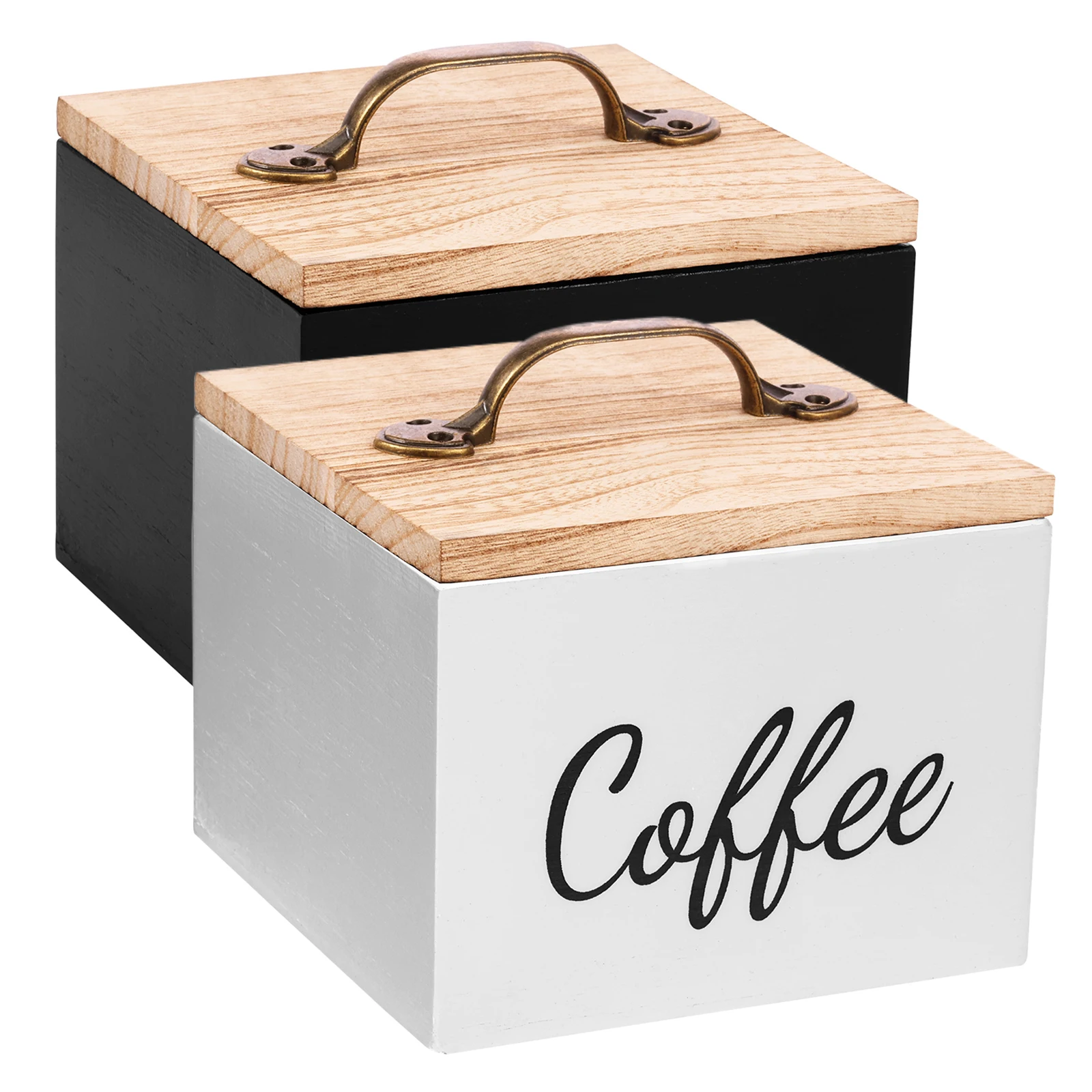 Wooden coffee capsule holder with lid for storing coffee capsules, large capacity, coffee skimmer container, kitchen counter organ...