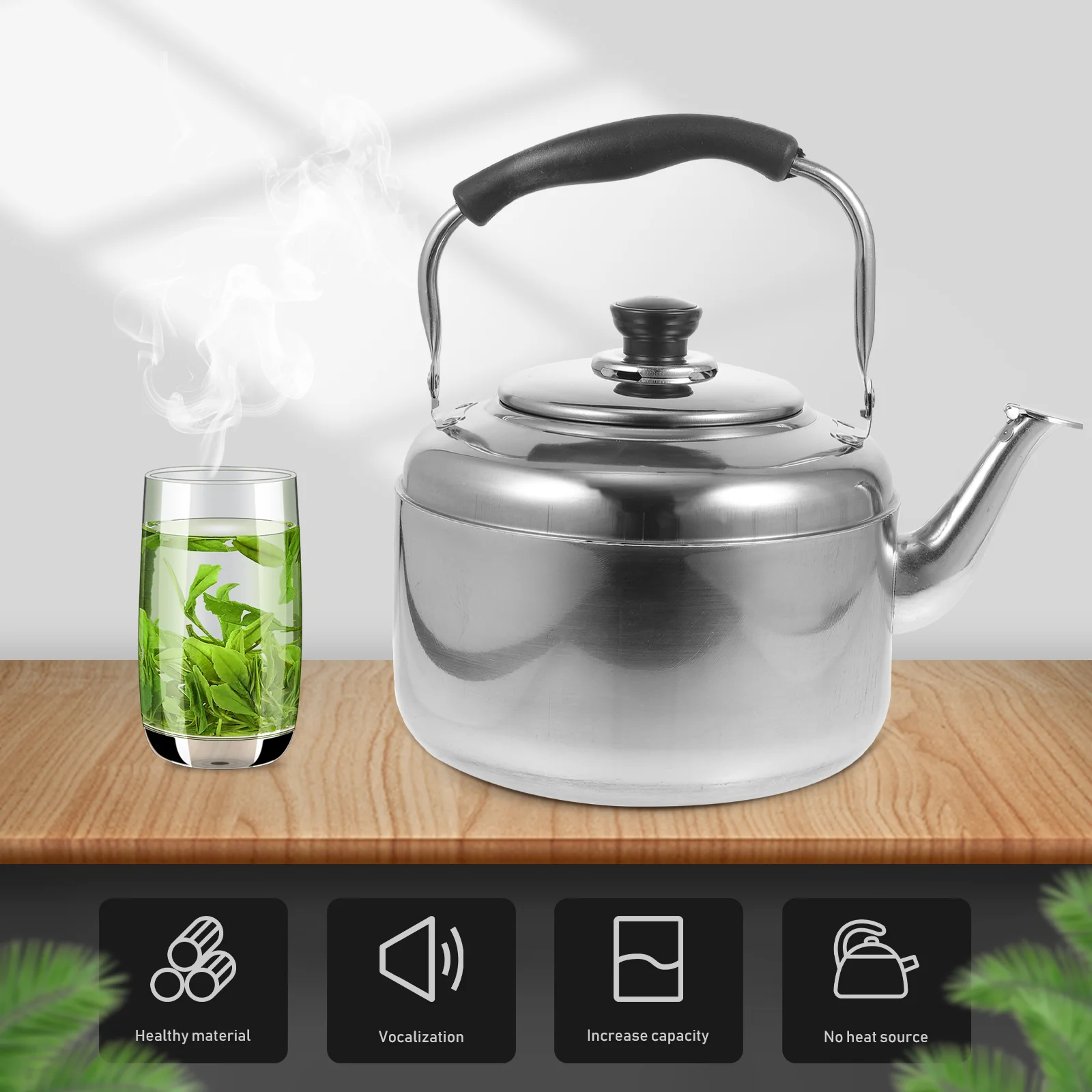 

Stainless Steel Whistling Tea Kettle Single Handle Teapot for Stove Whistle Tea Pot With Anti- Hot Handle Teakettle ( 4L )