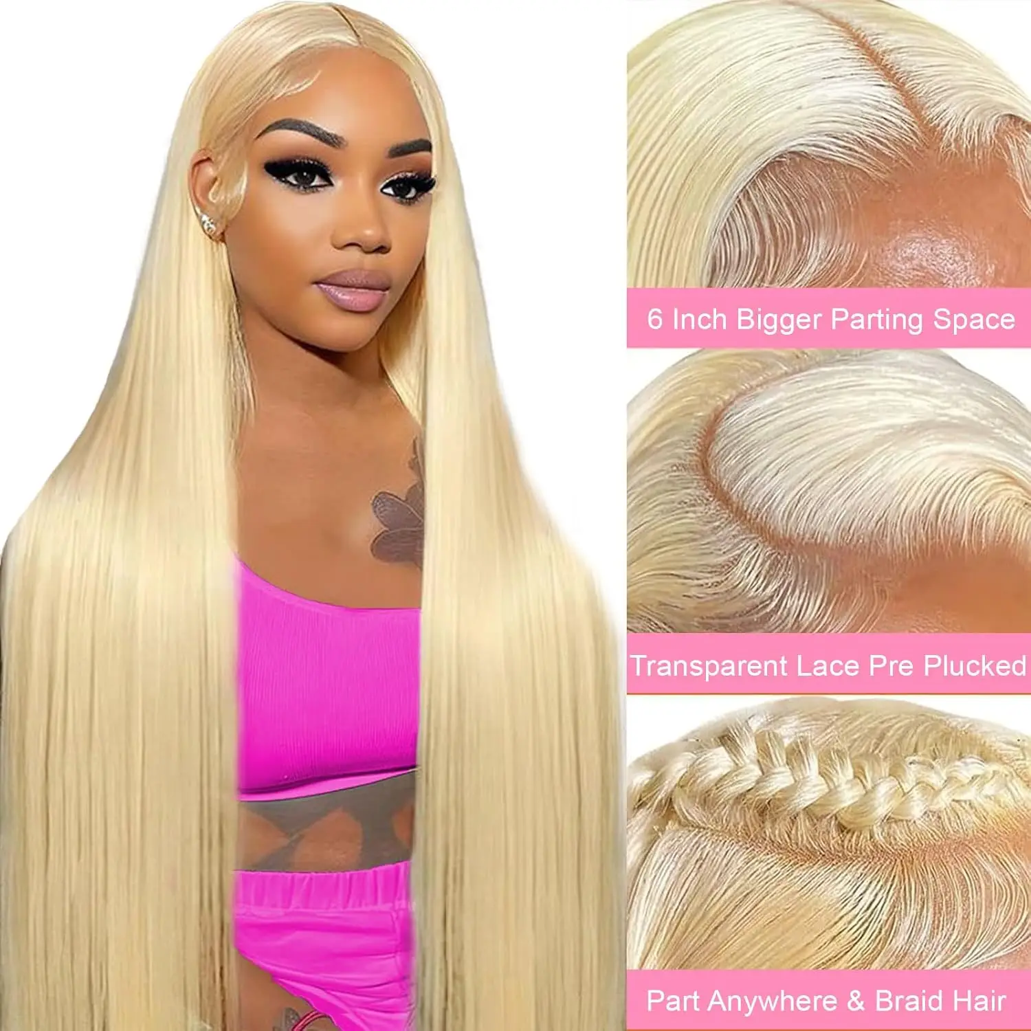 30 Inch 613 Lace Front Wig Human Hair 200% Density Blonde Wig Human Hair Straight 13x4 HD Transparent Lace Front Wigs Human Hair