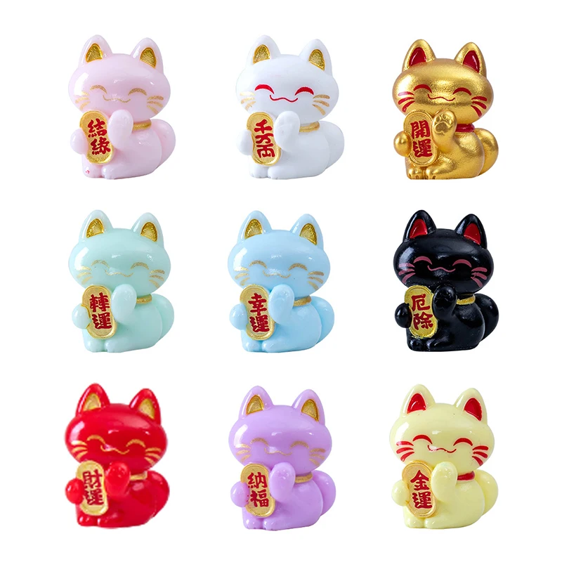 

1pc Exquisite Cute Resin Cartoon Lucky Cat Small Ornament Gift Crafts Miniatures Figurines For Home Desktop Ornament