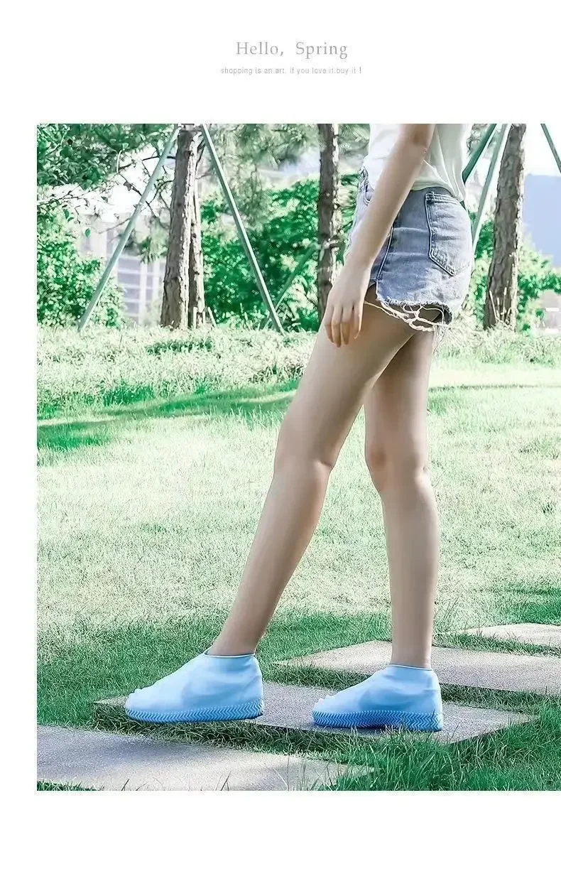 Description Picture 6 of item1 Pair Silicone WaterProof Shoe Covers Lip-resistant Rubber Rain Boot Rain Gear Overshoes Accessories for Outdoor Rainy Day