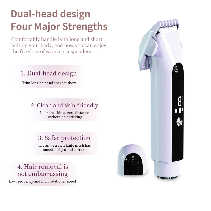 NEW CT14 Electric Shaver for Women Wet & Dry Hair Razors 2 in 1 Double Head Dual Bikini Hair Trimmer Detachable Head Shaver