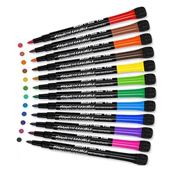 Vibrant Erasable Whiteboard Markers Set for Classrooms and Kids' Art (12 colors)