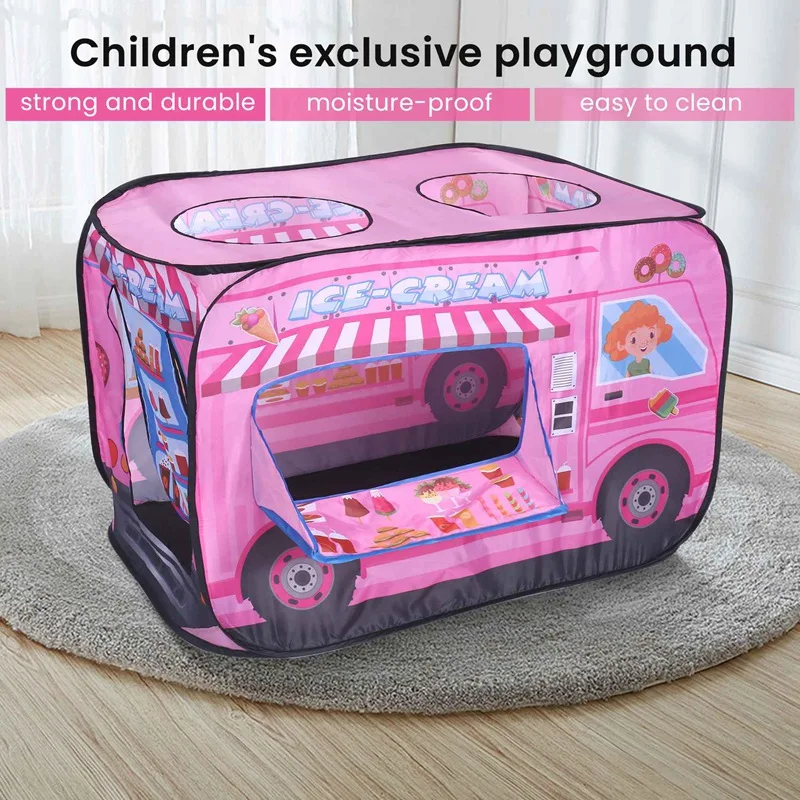 Ice Cream Truck Kids Play Tent - Foldable Indoor And Outdoor Playhouse For Toddlers, Boys And Girls 2
