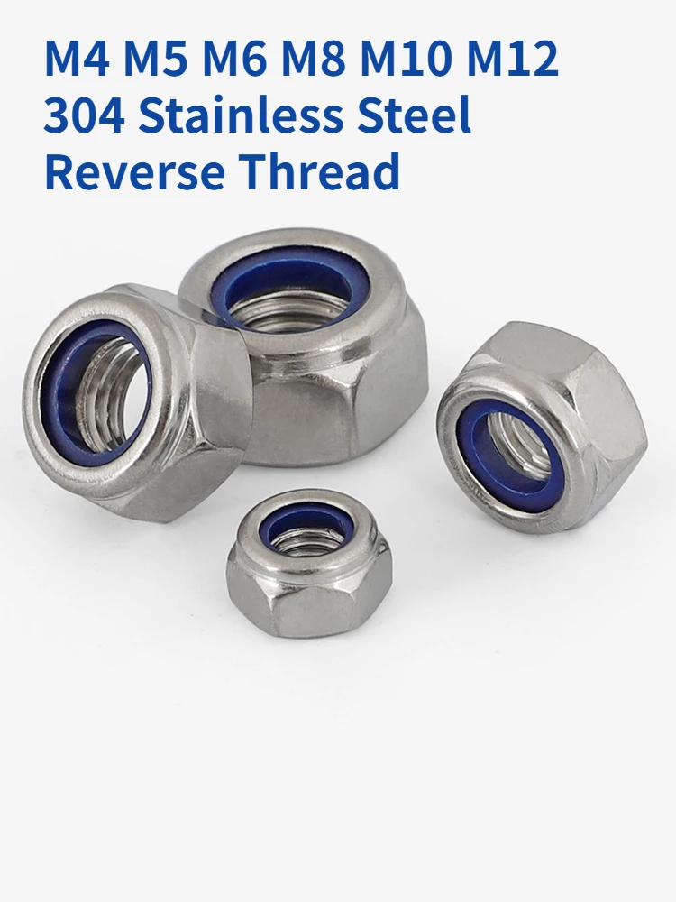 M4 M5 M6 M8 M10 M12 304 Stainless Steel Reverse Thread Hex Lock Nut Left Tooth Nuts Selflocking